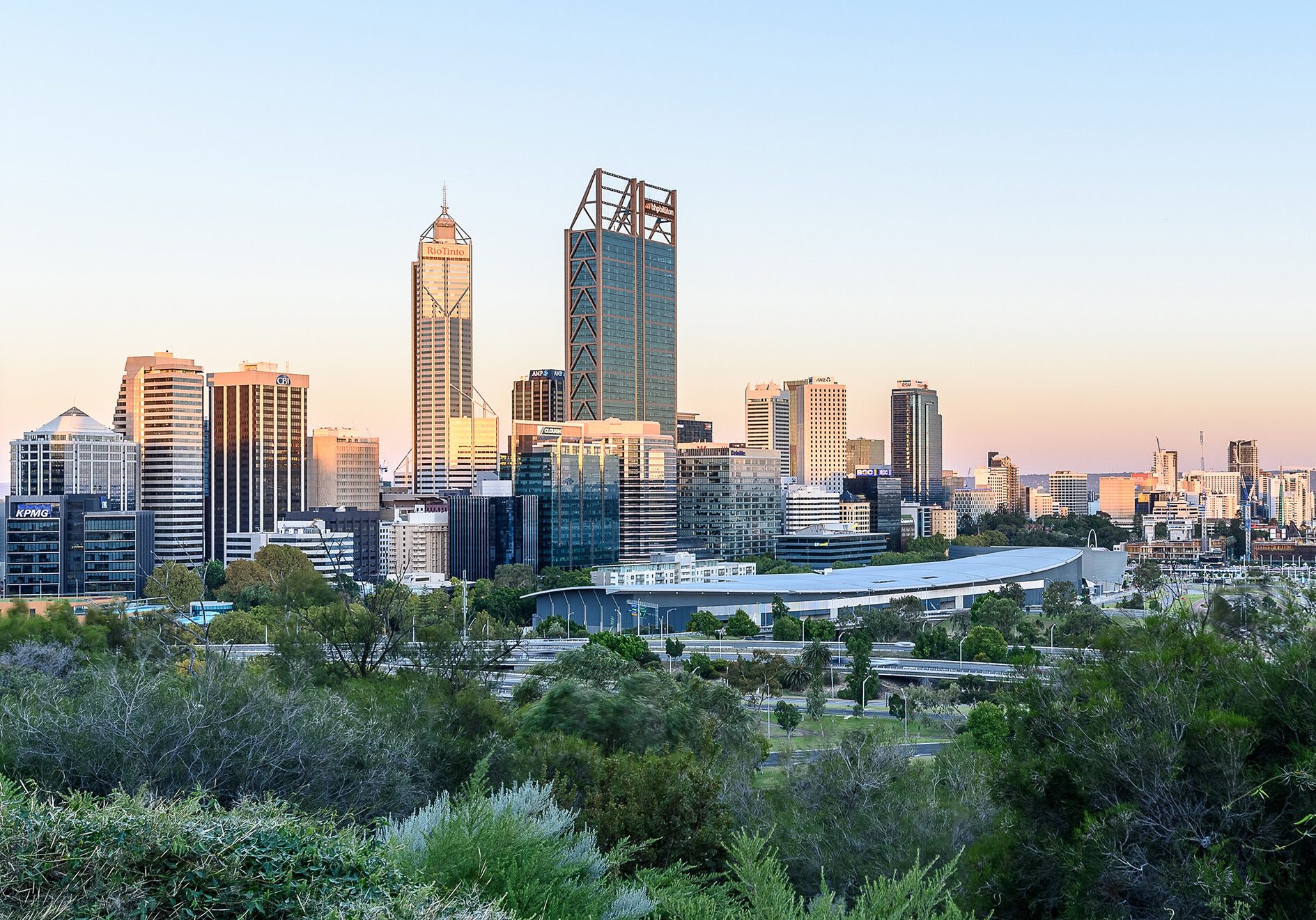 View over the Perth city skyline.