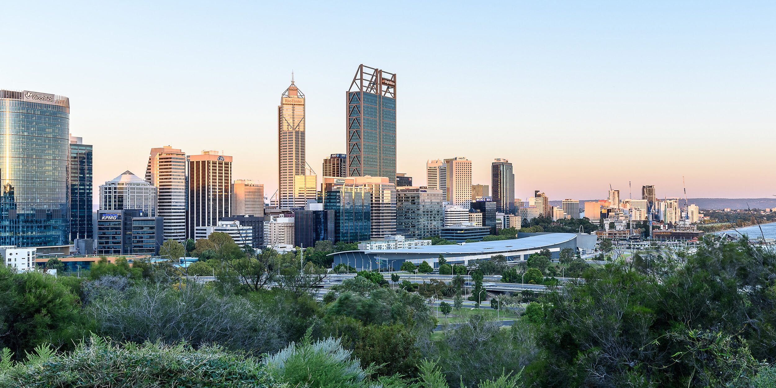 View over the Perth city skyline.